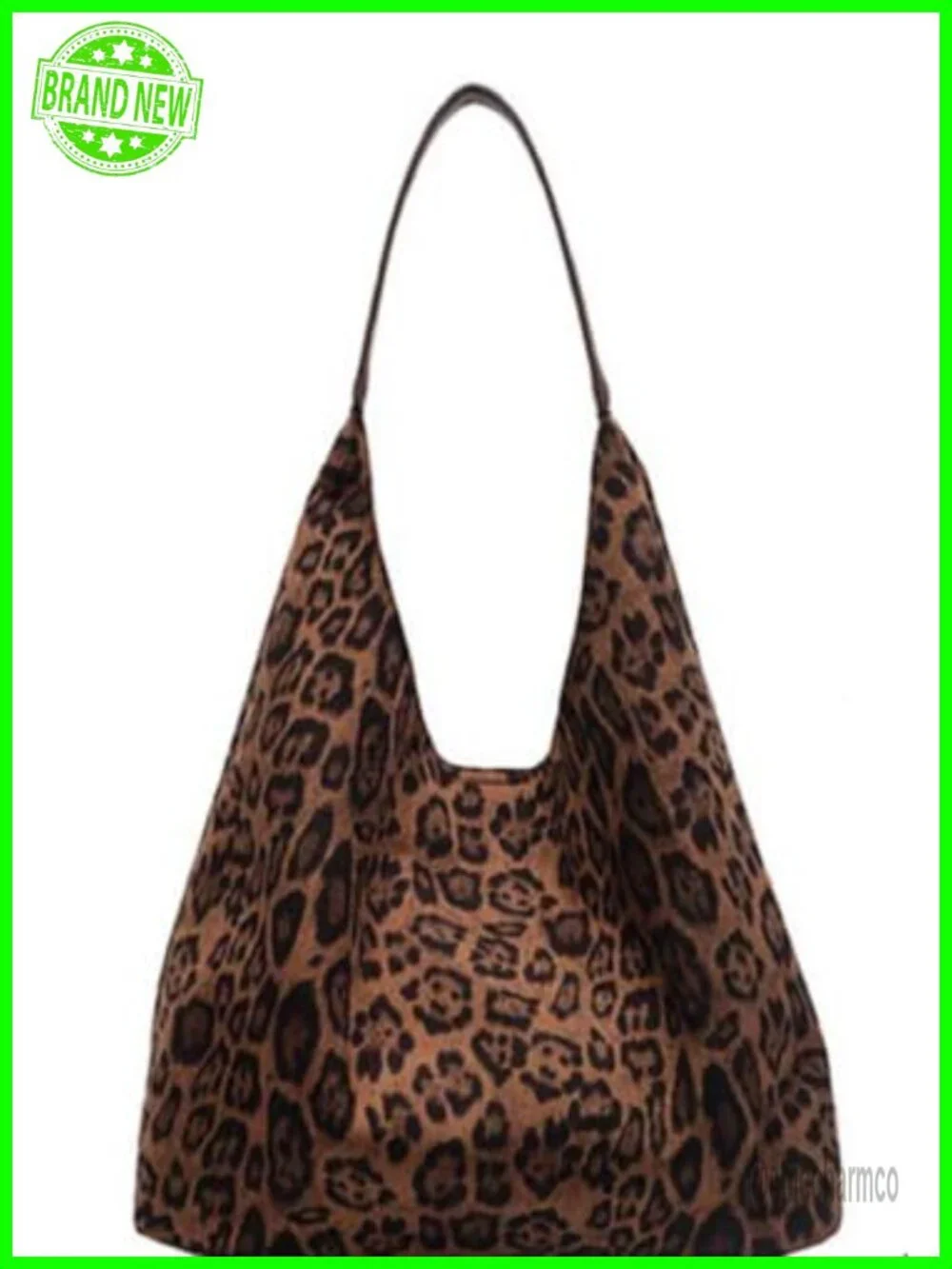 Faux Suede Leopard Hobo Tote Bag Large Capacity Work Purse with Shoulder Strap